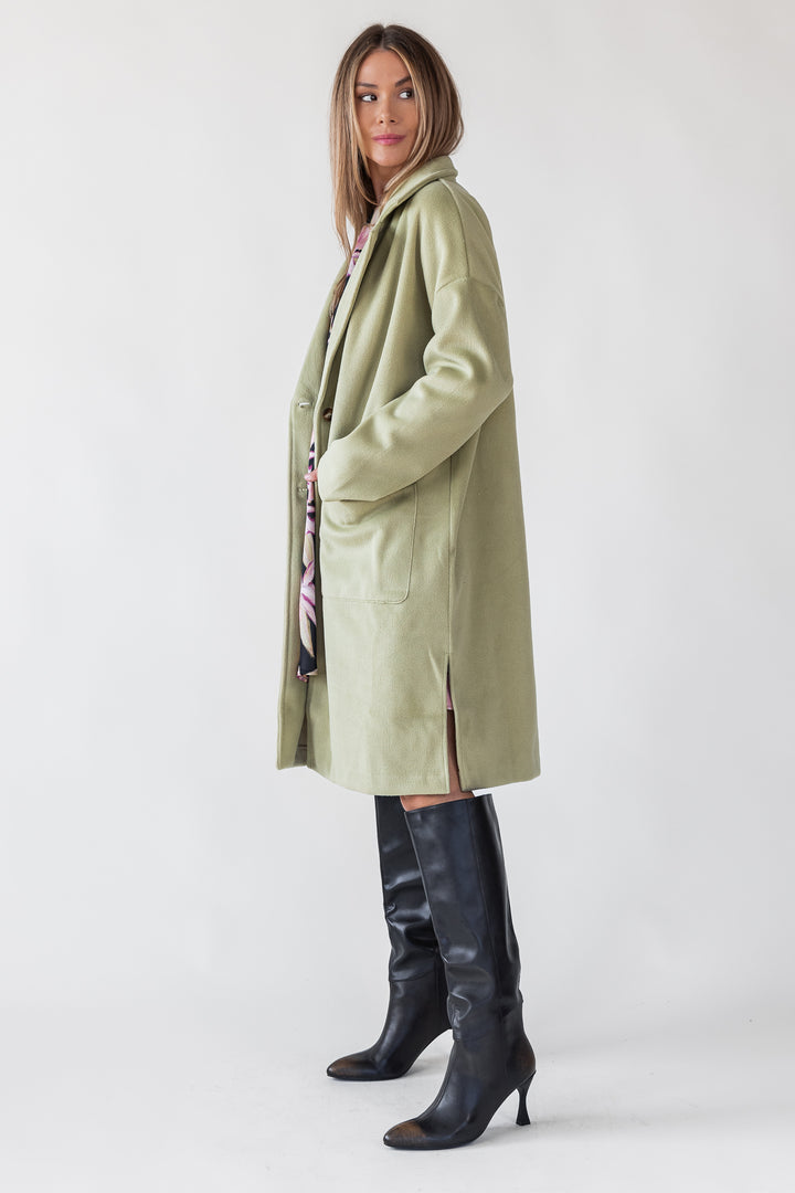 Dionne Green Buttoned Long Coat