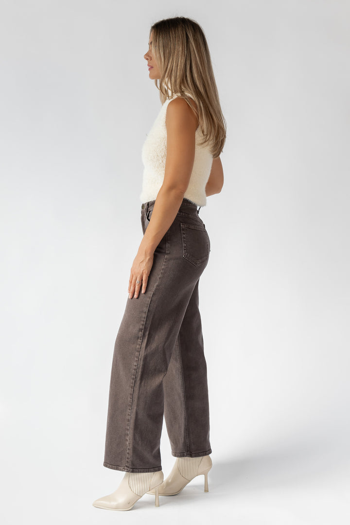 Eris Vintage Brown Wide Leg Denim - Final Sale