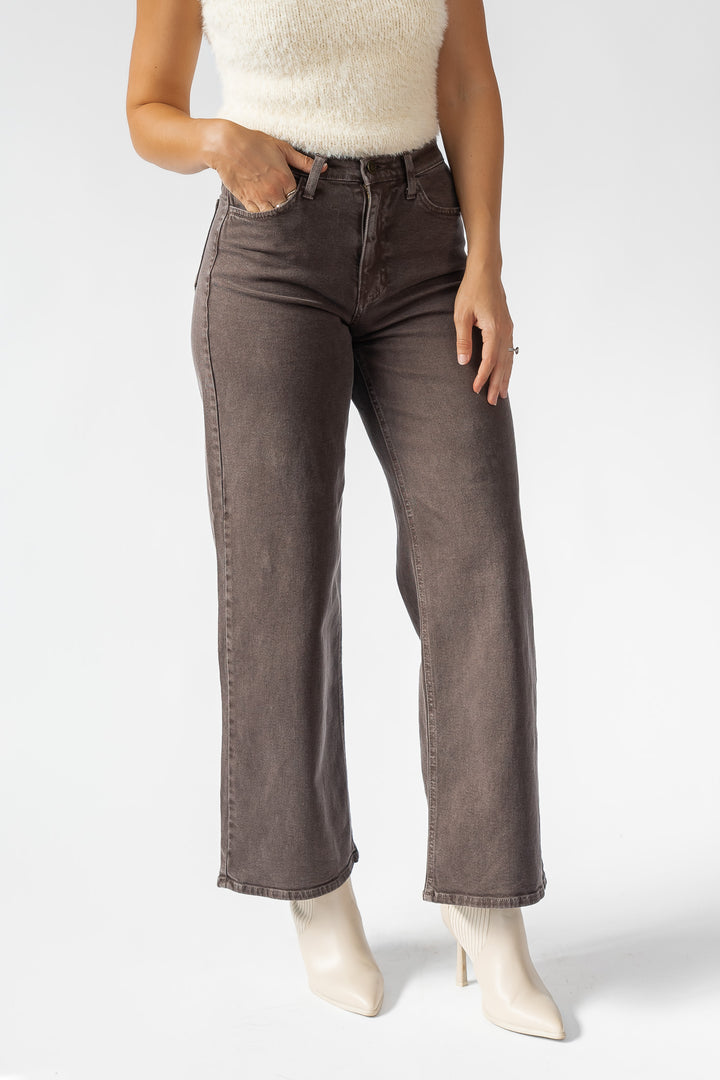 Eris Vintage Brown Wide Leg Denim - Final Sale