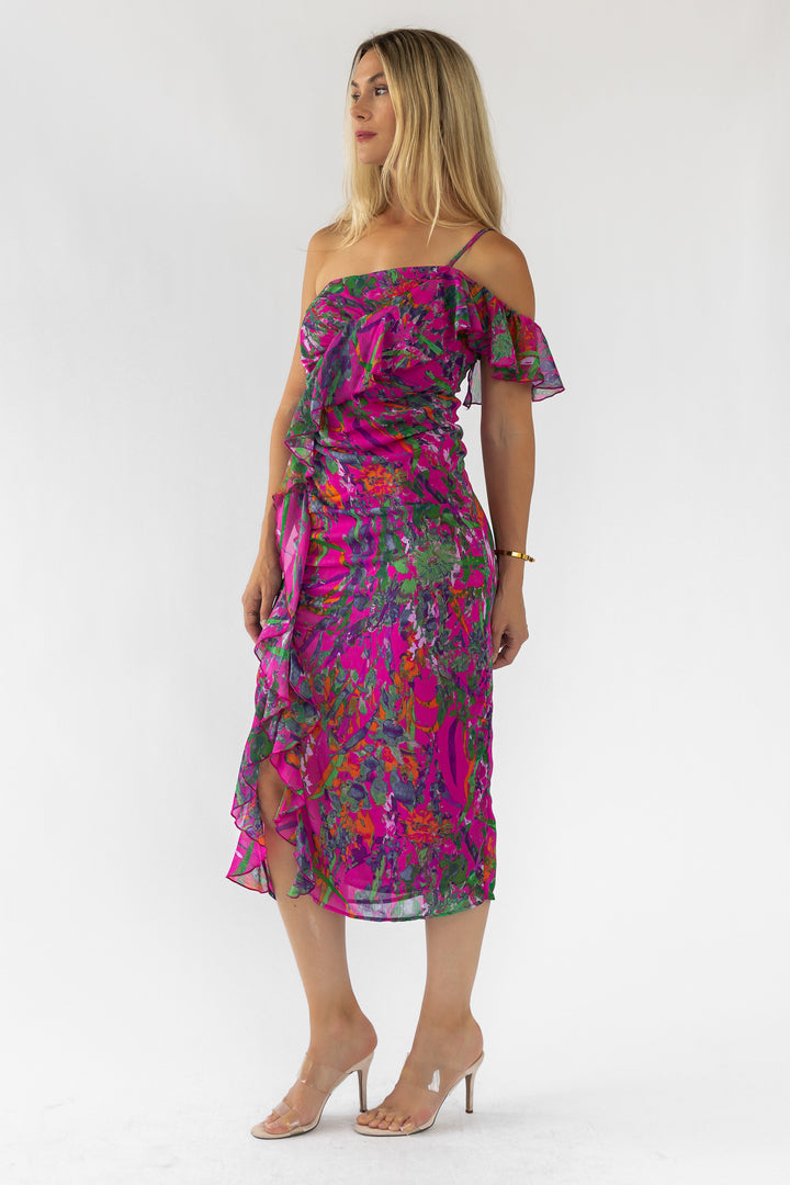 Eve Magenta One Shoulder Dress - Final Sale