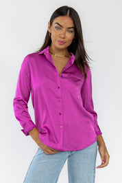 Finley Mulberry Satin Blouse