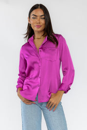 Finley Mulberry Satin Blouse