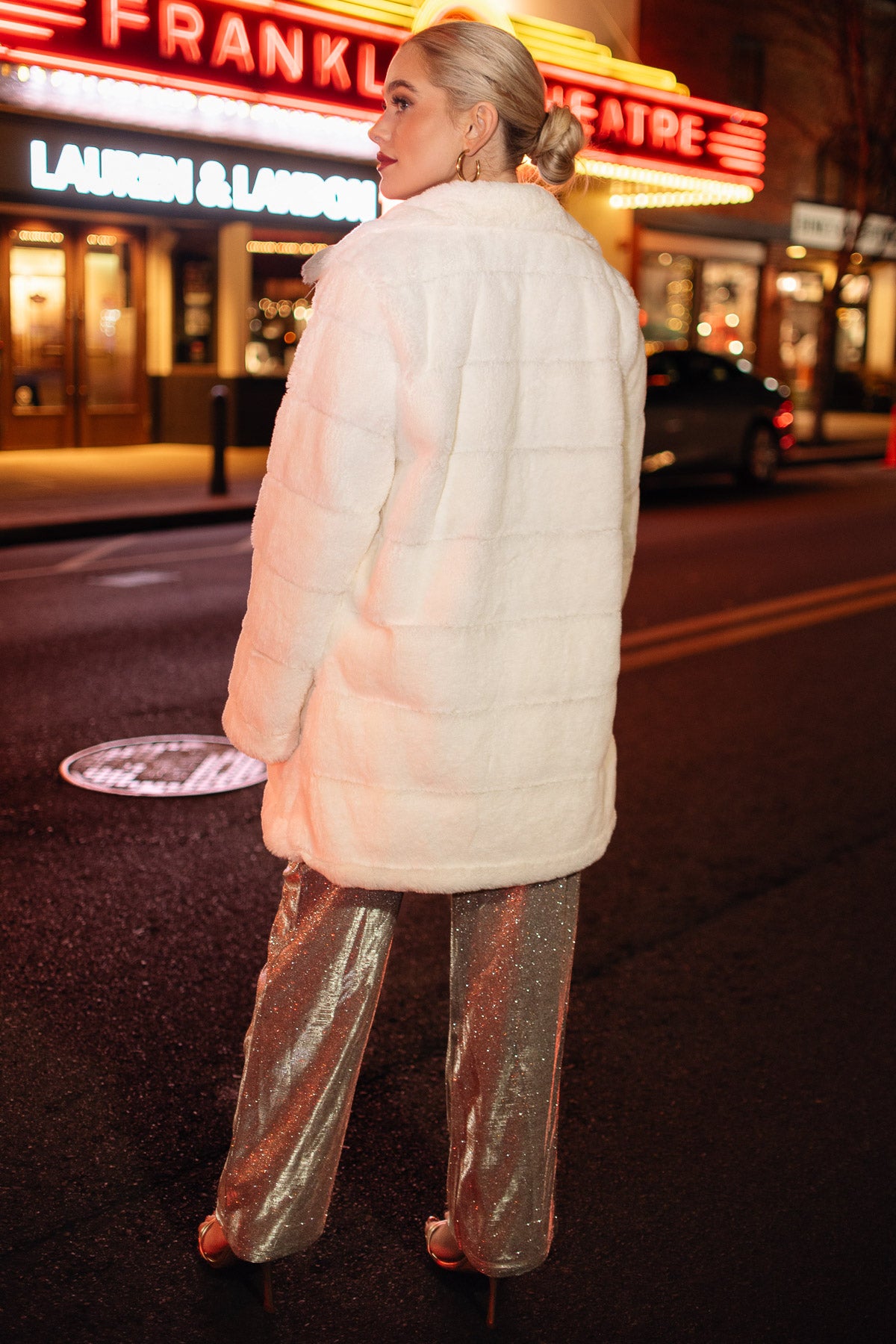 Ivory faux fur on sale coat