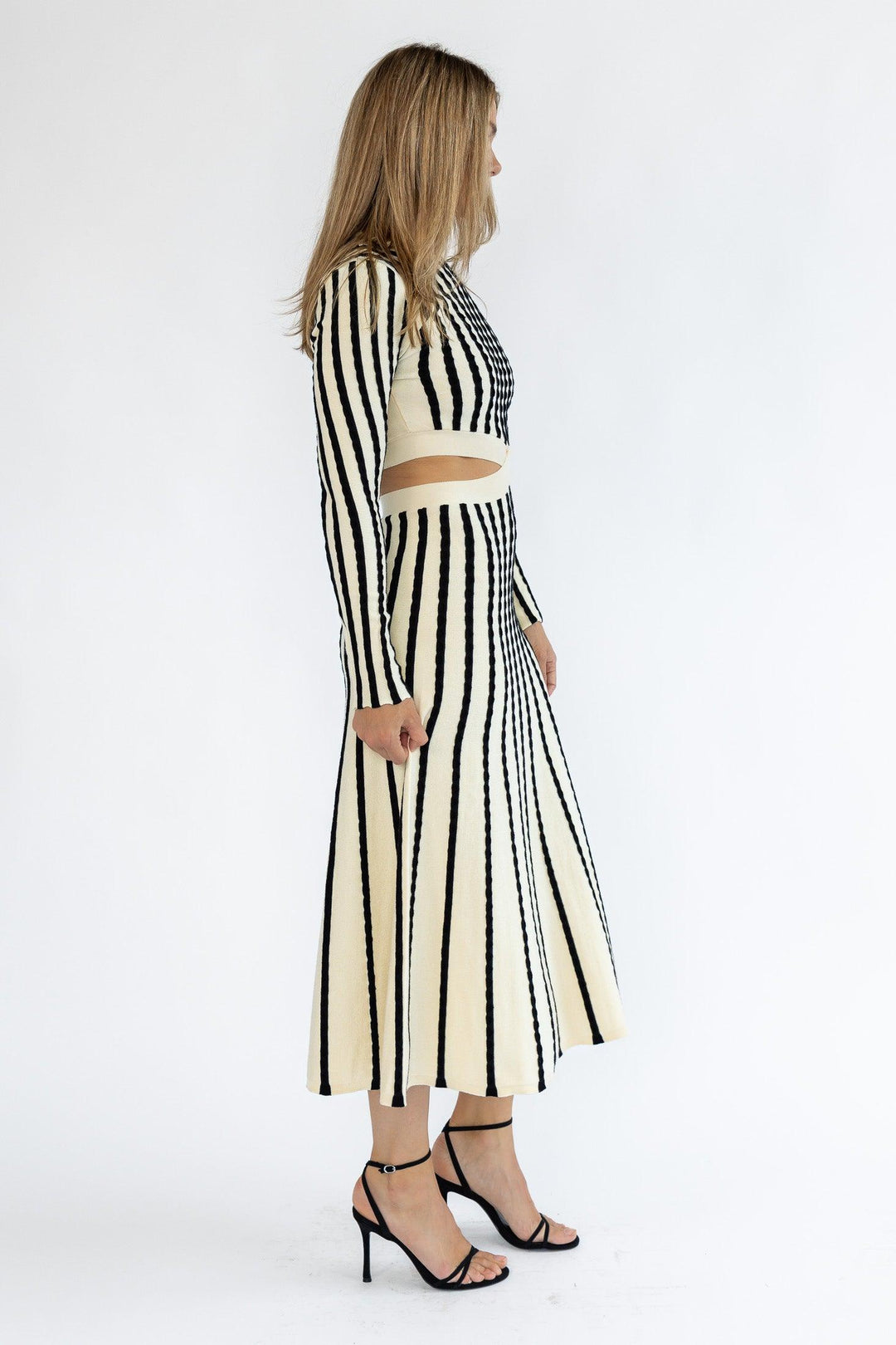 Harlyn Cut Out Striped Midi Dress