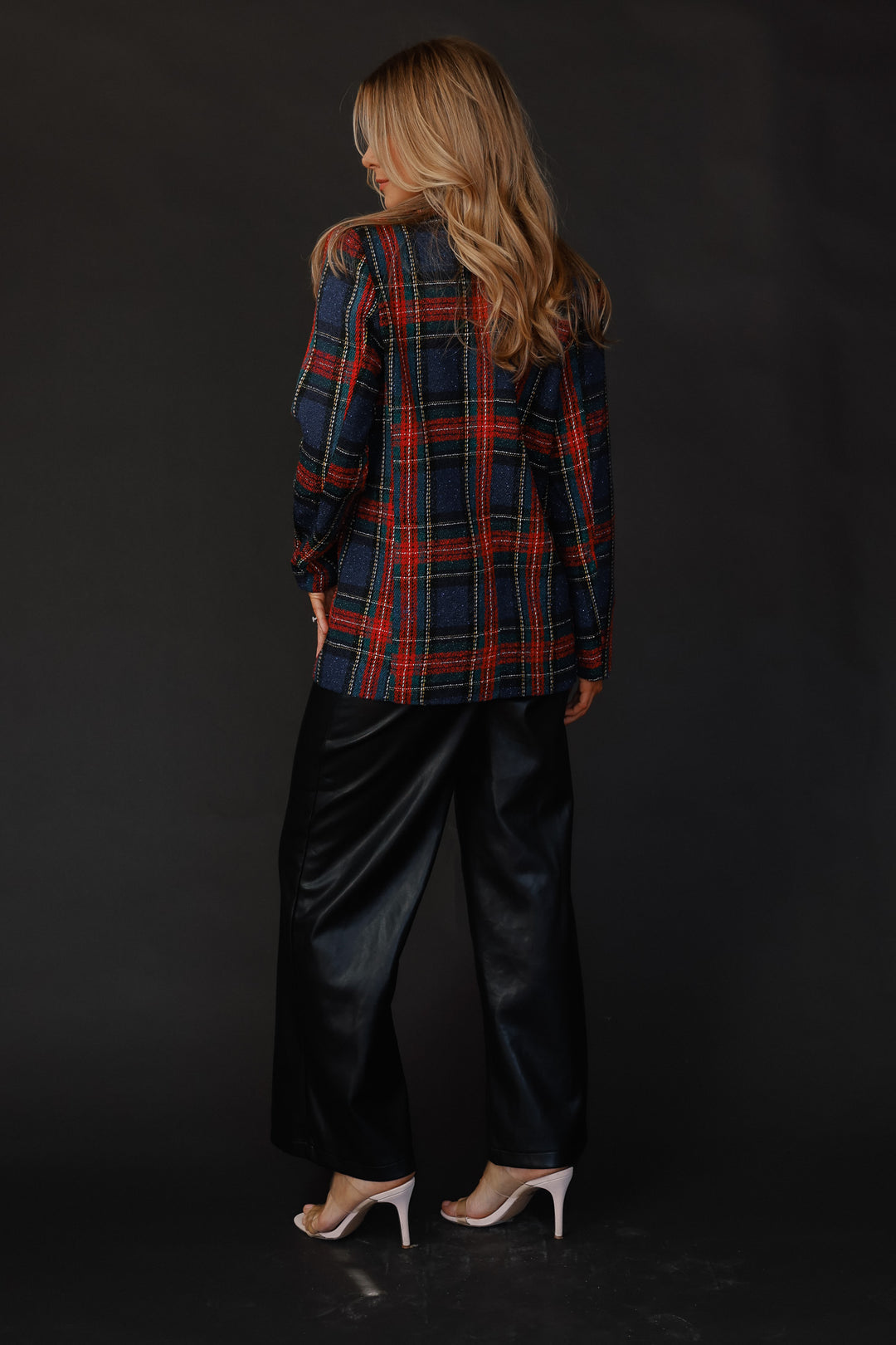 Helen Red Tweed Plaid Blazer - Final Sale