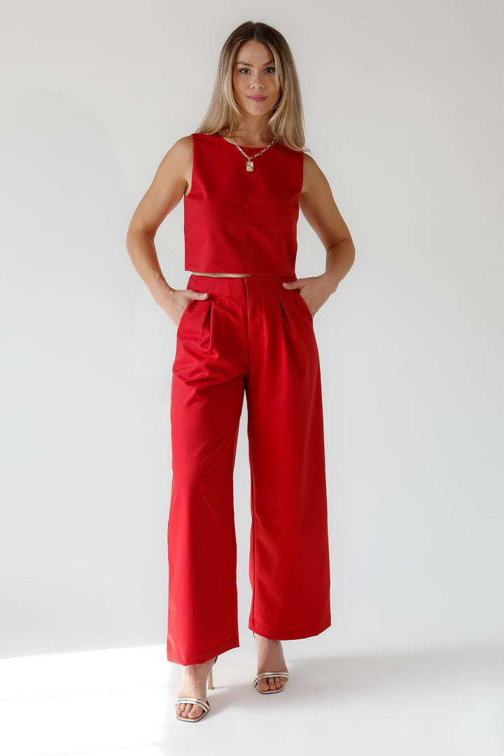 Hollis Garnet Pleated Wide Leg Trouser