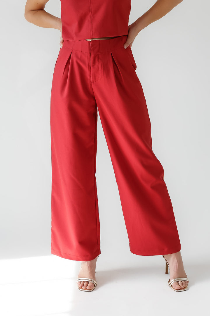 Hollis Garnet Pleated Wide Leg Trouser