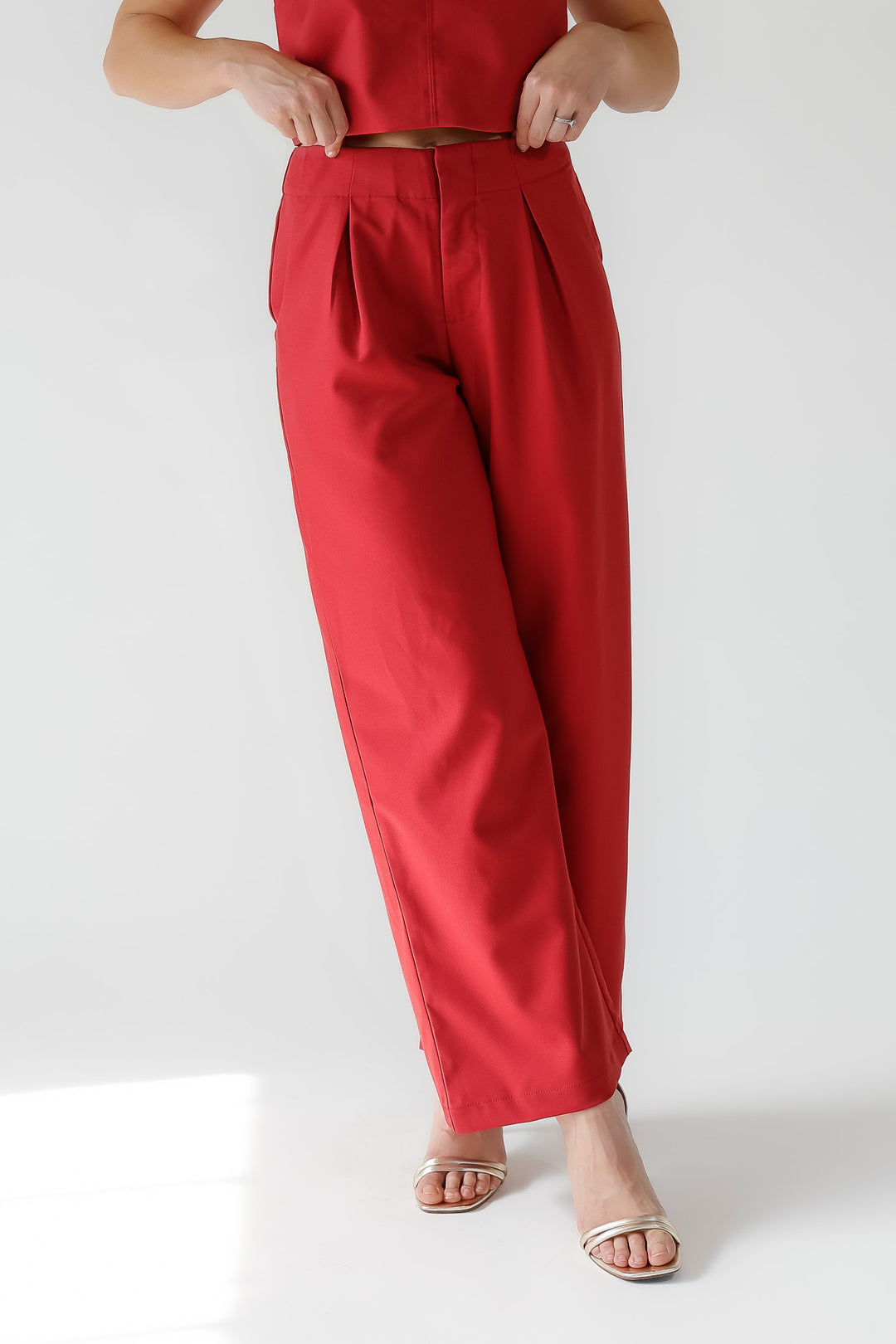 Hollis Garnet Pleated Wide Leg Trouser - Final Sale