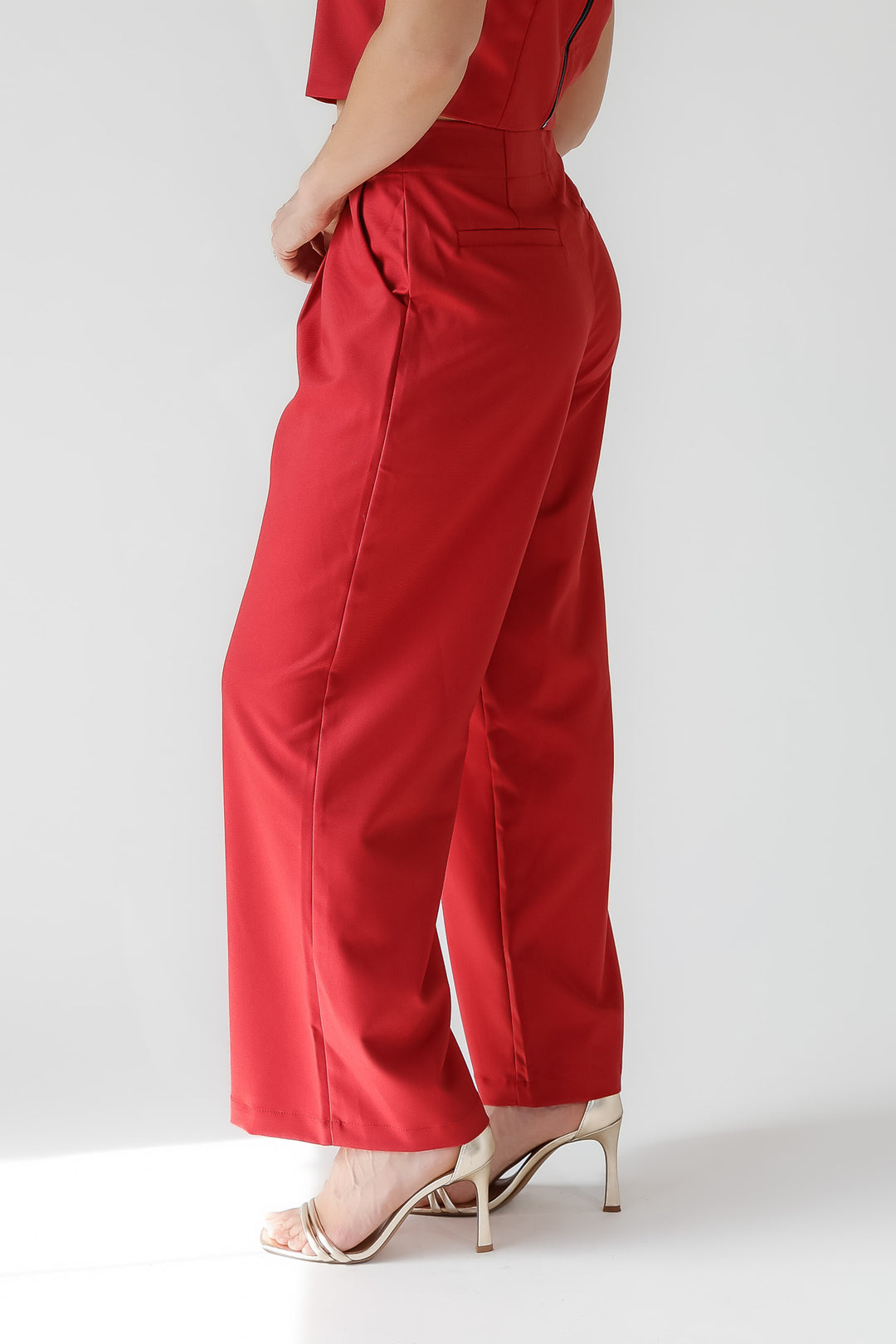 Hollis Garnet Pleated Wide Leg Trouser - Final Sale