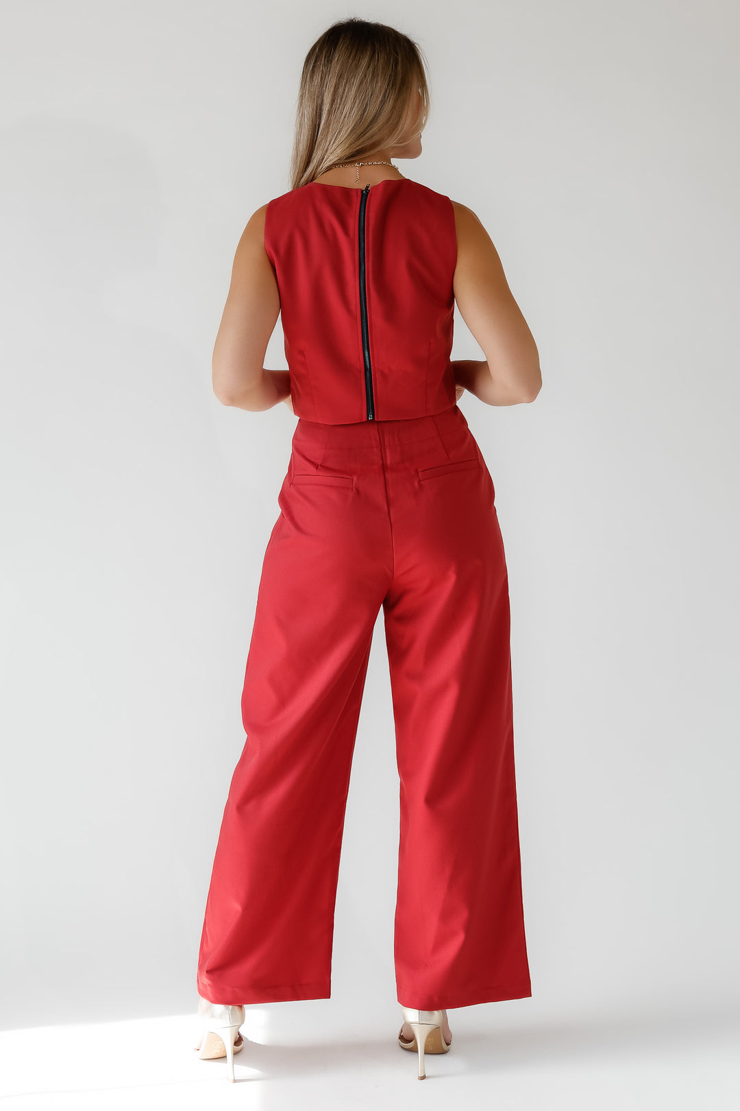 Hollis Garnet Pleated Wide Leg Trouser