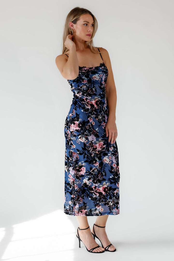 Inez Blue Floral Maxi Dress