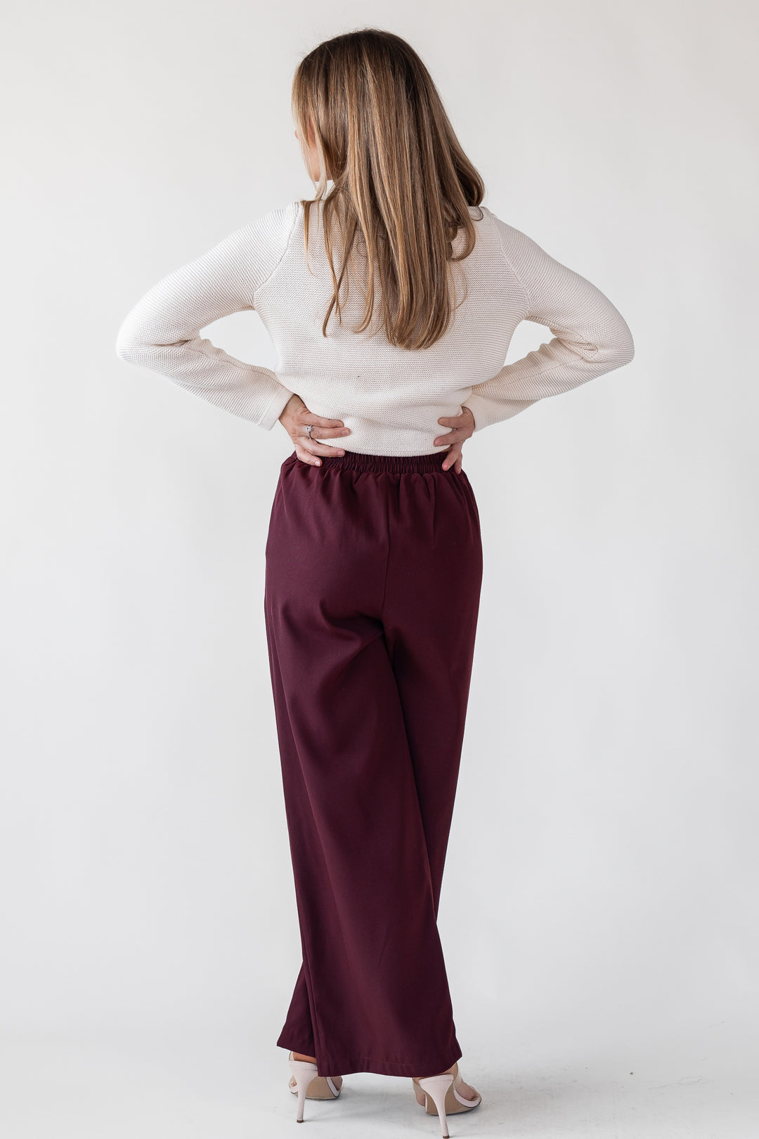 Irena Burgundy Wide Leg Pants - Final Sale