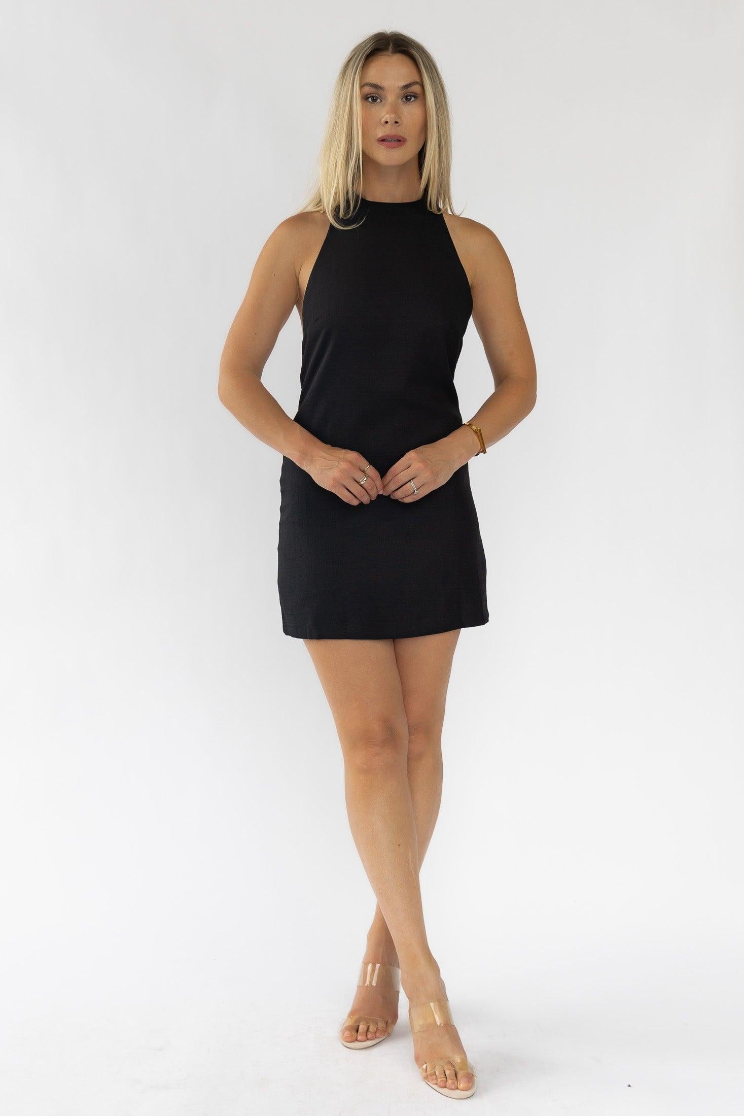 Isla Black Back Bow Mini Dress - Final Sale