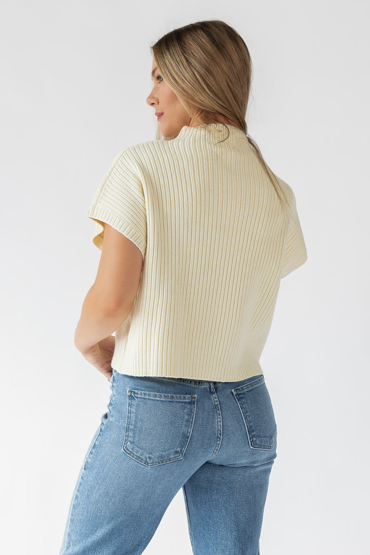 Joliet Cream Pocket Cropped Sweater