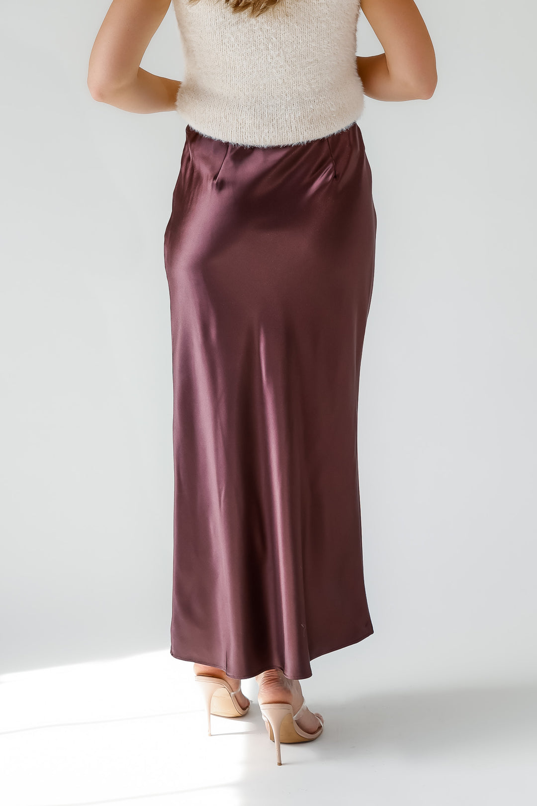 Karrie Chocolate Satin Maxi Skirt