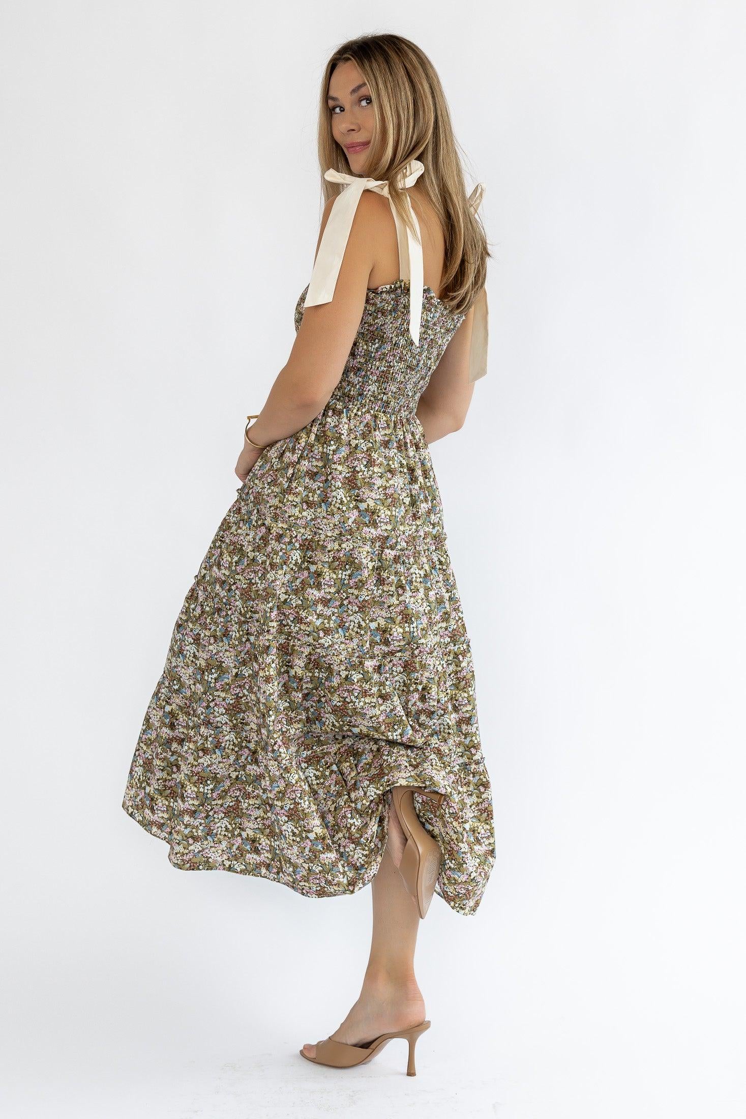 Kelsea Floral Smocked Midi Dress