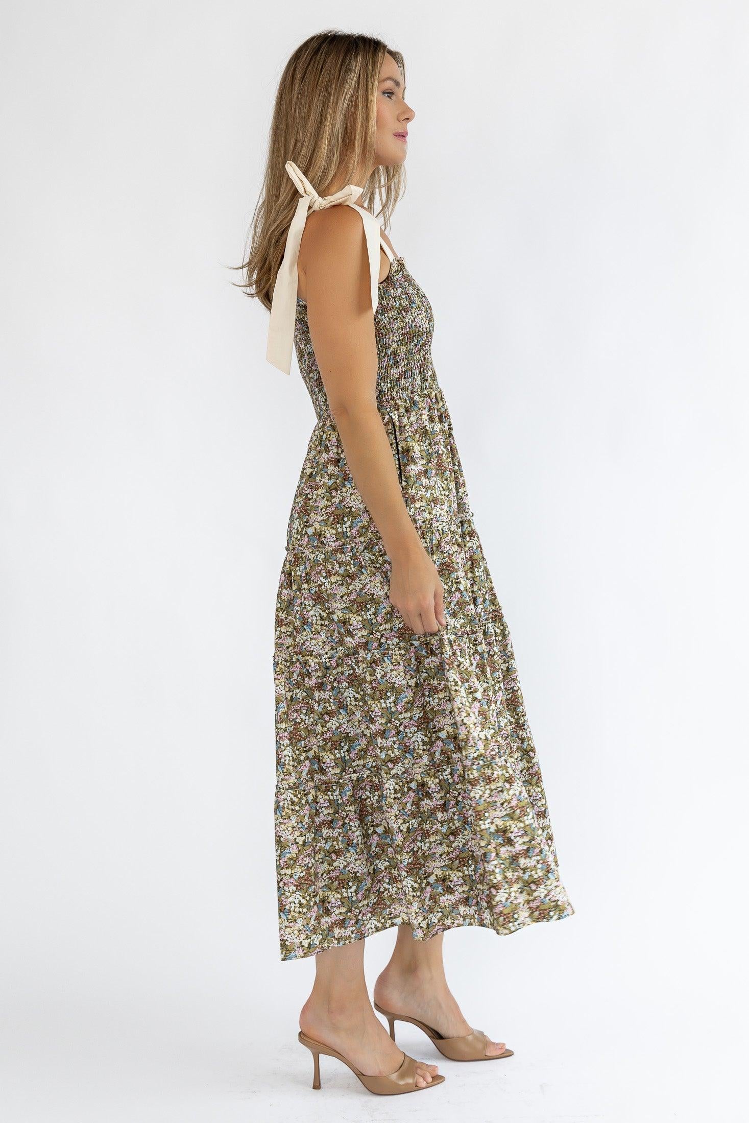 Kelsea Floral Smocked Midi Dress