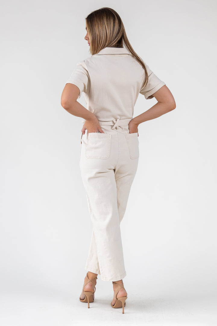 Kendall Cream Washed Jumpsuit