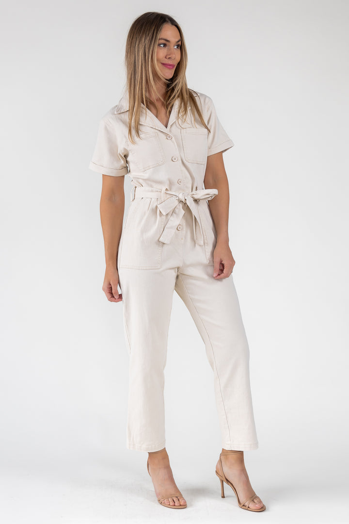 Kendall Cream Washed Jumpsuit