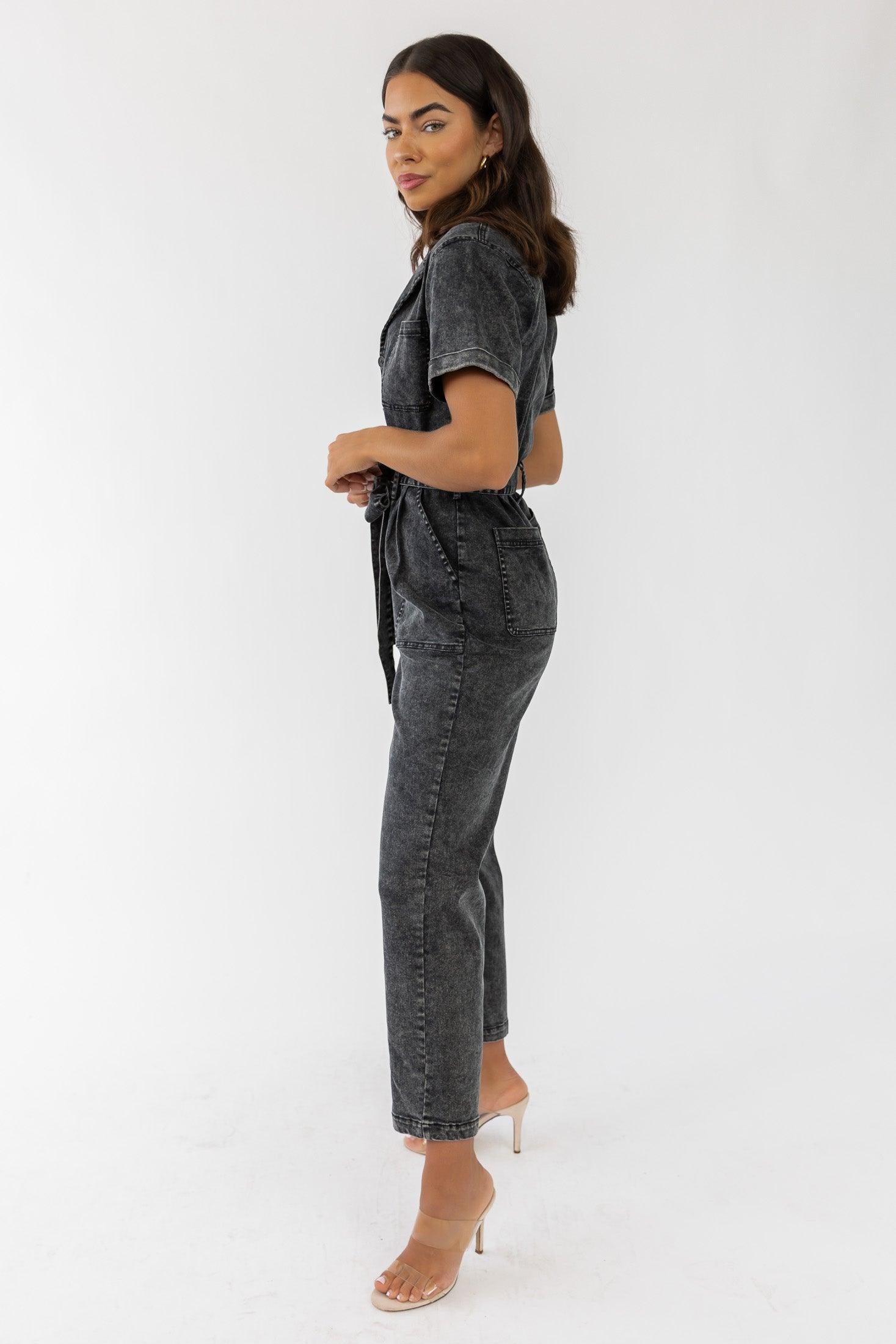 Kendall Black Washed Jumpsuit - Final Sale