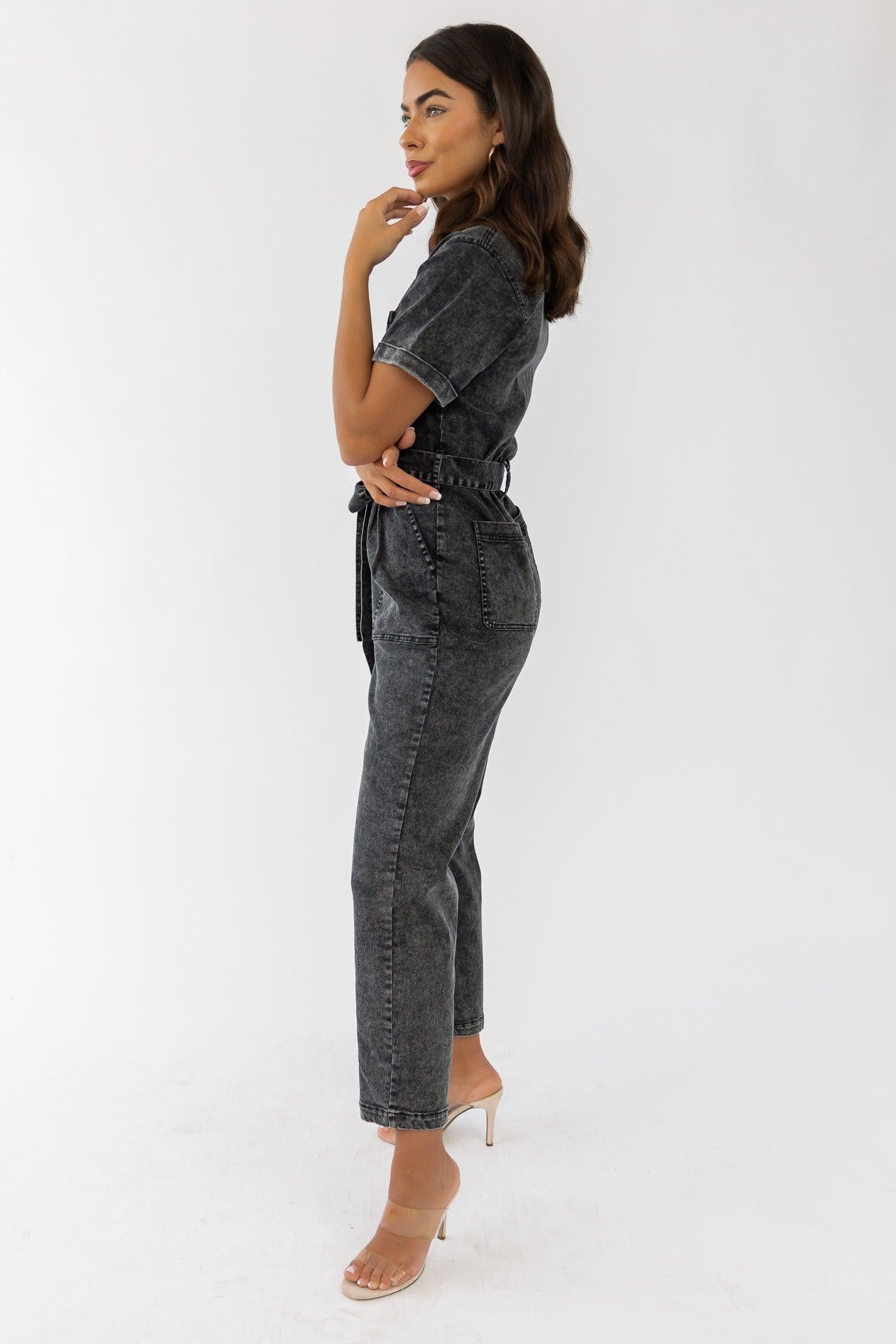 Kendall Black Washed Jumpsuit - Final Sale