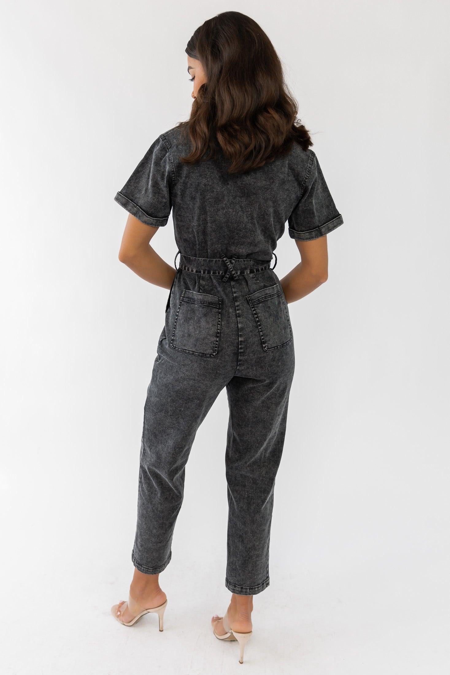 Kendall Black Washed Jumpsuit - Final Sale