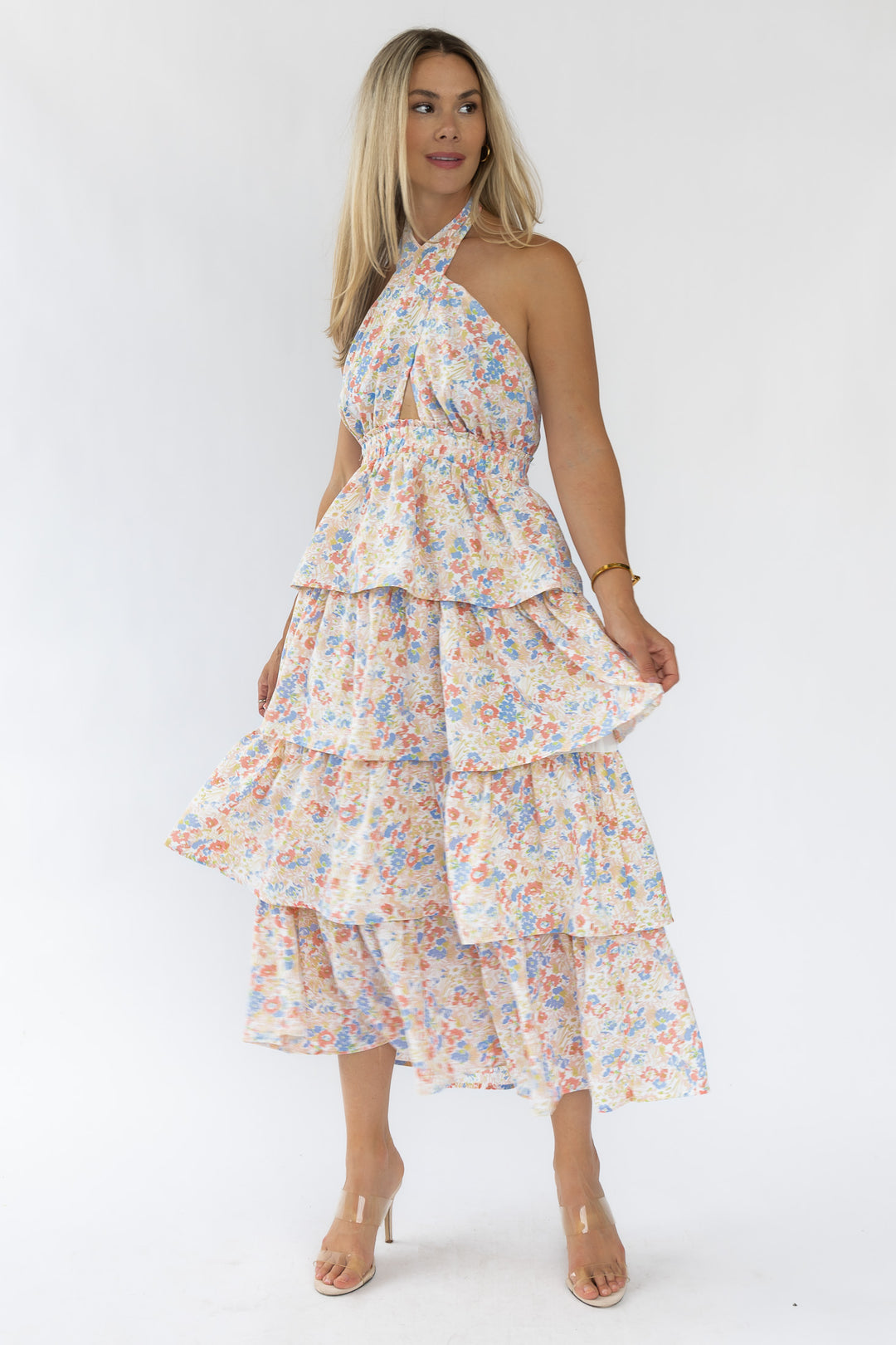 Kiera Floral Halter Midi Dress