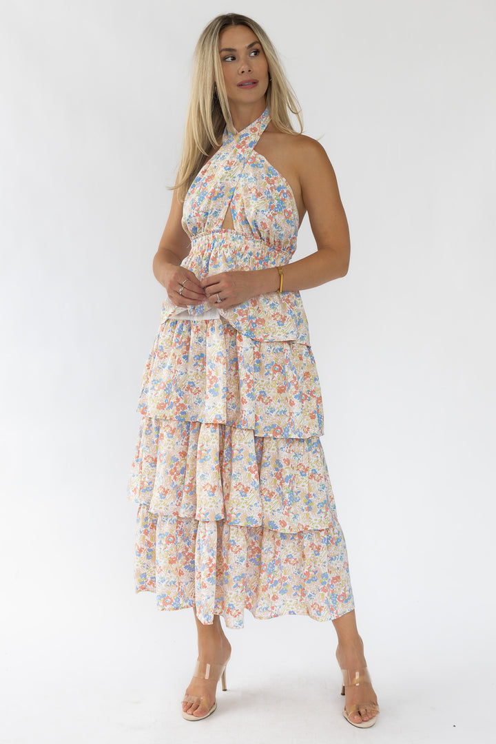 Kiera Floral Halter Midi Dress