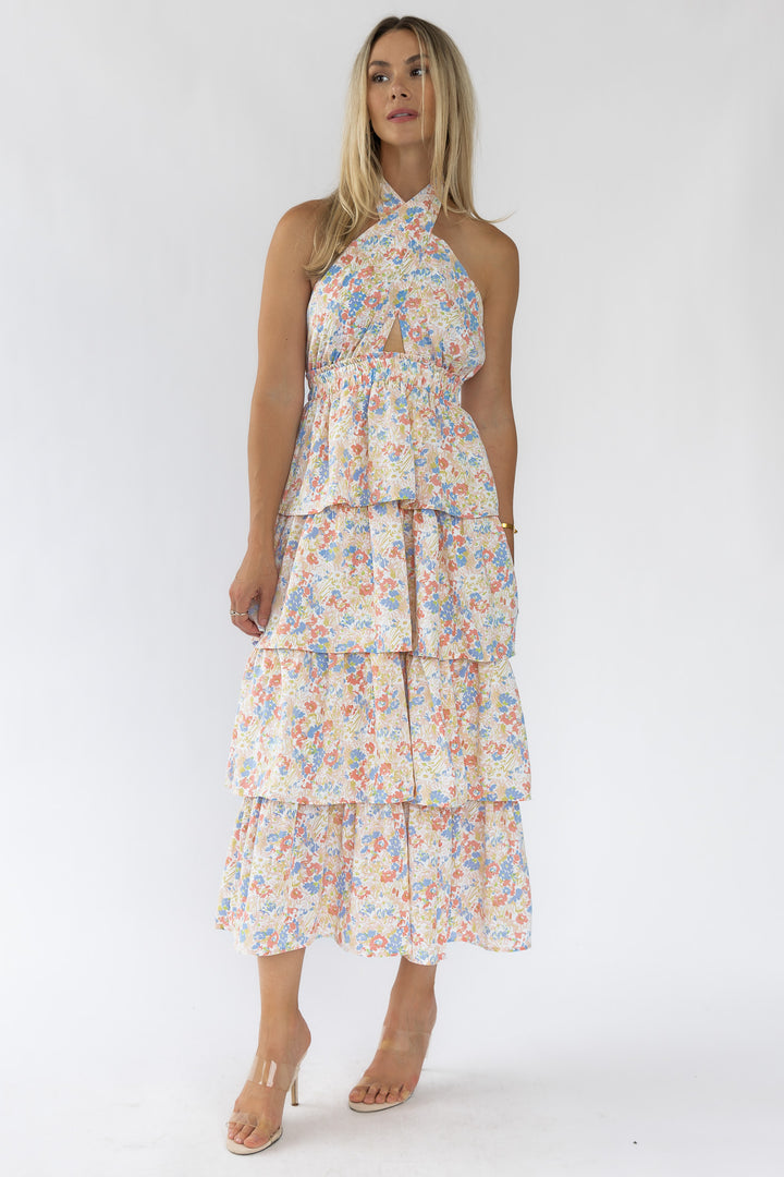 Kiera Floral Halter Midi Dress