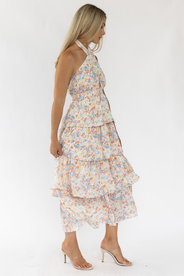 Kiera Floral Halter Midi Dress