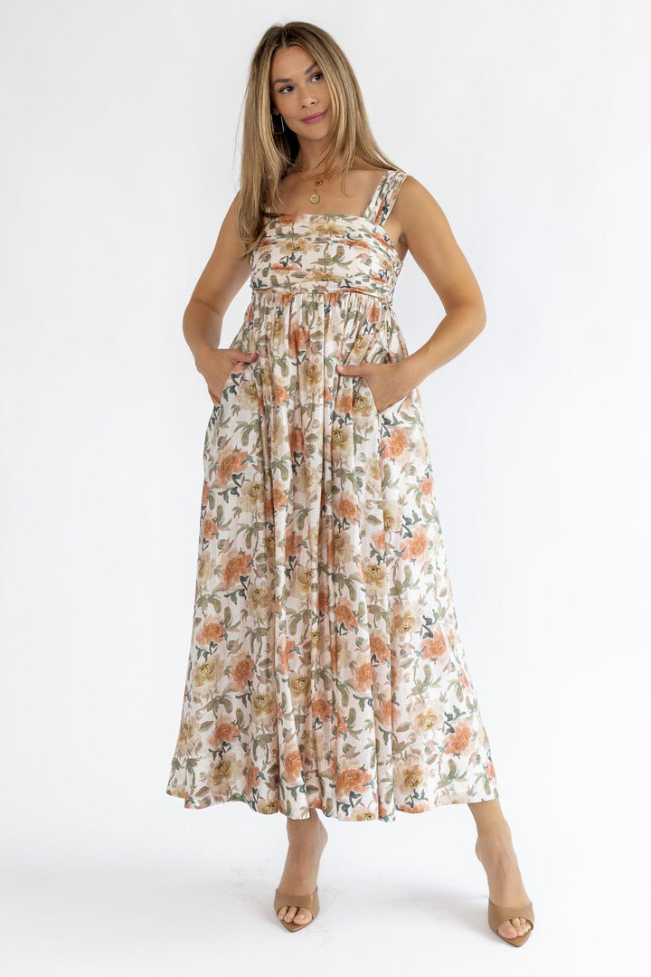 Kirby Floral Ruched Midi Dress