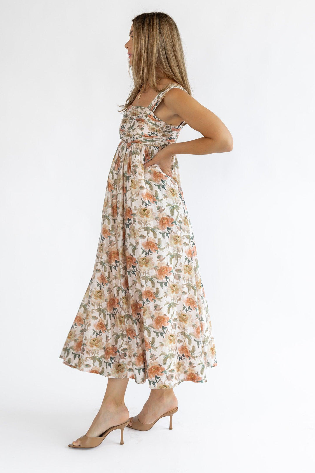 Kirby Floral Ruched Midi Dress