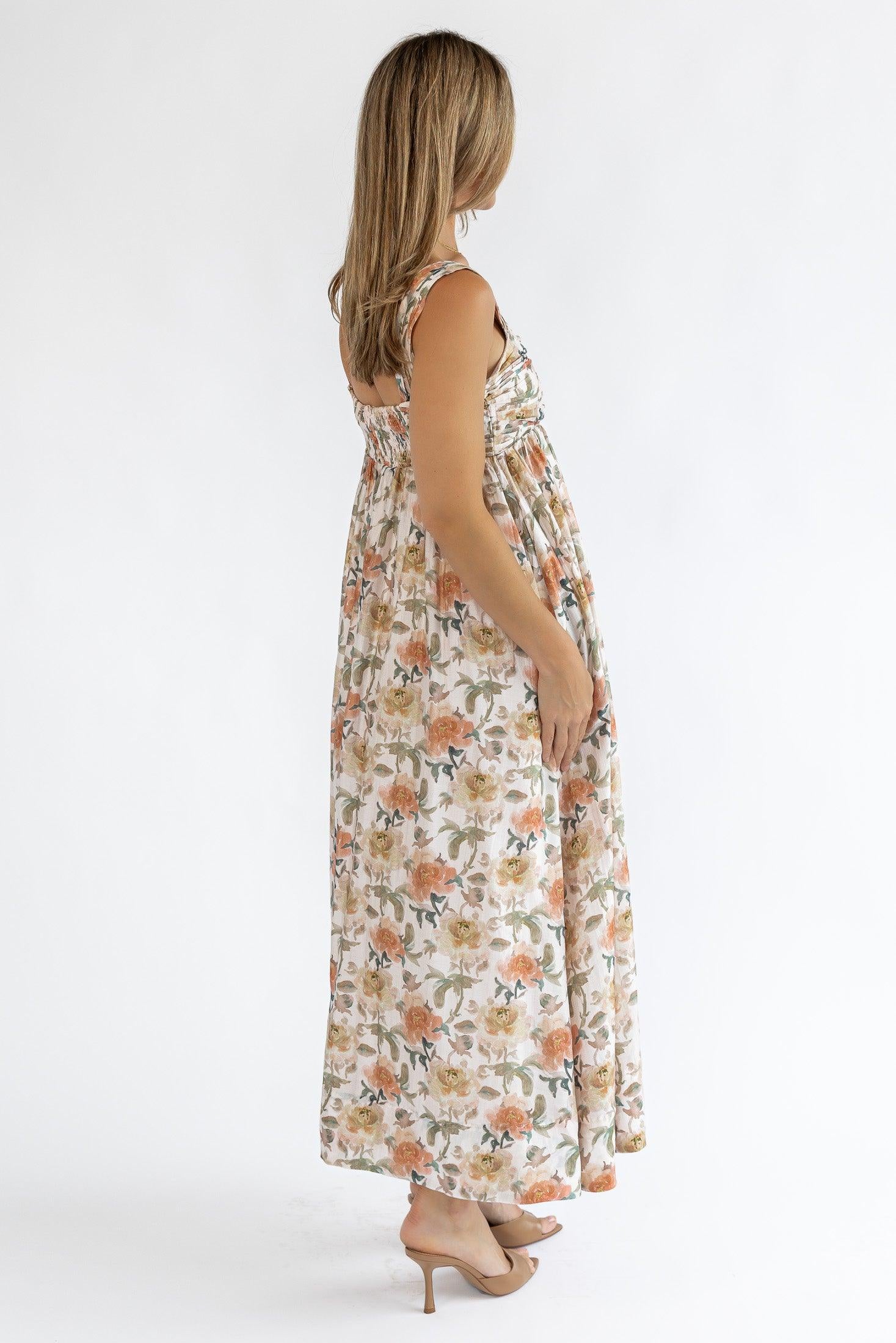 Kirby Floral Ruched Midi Dress