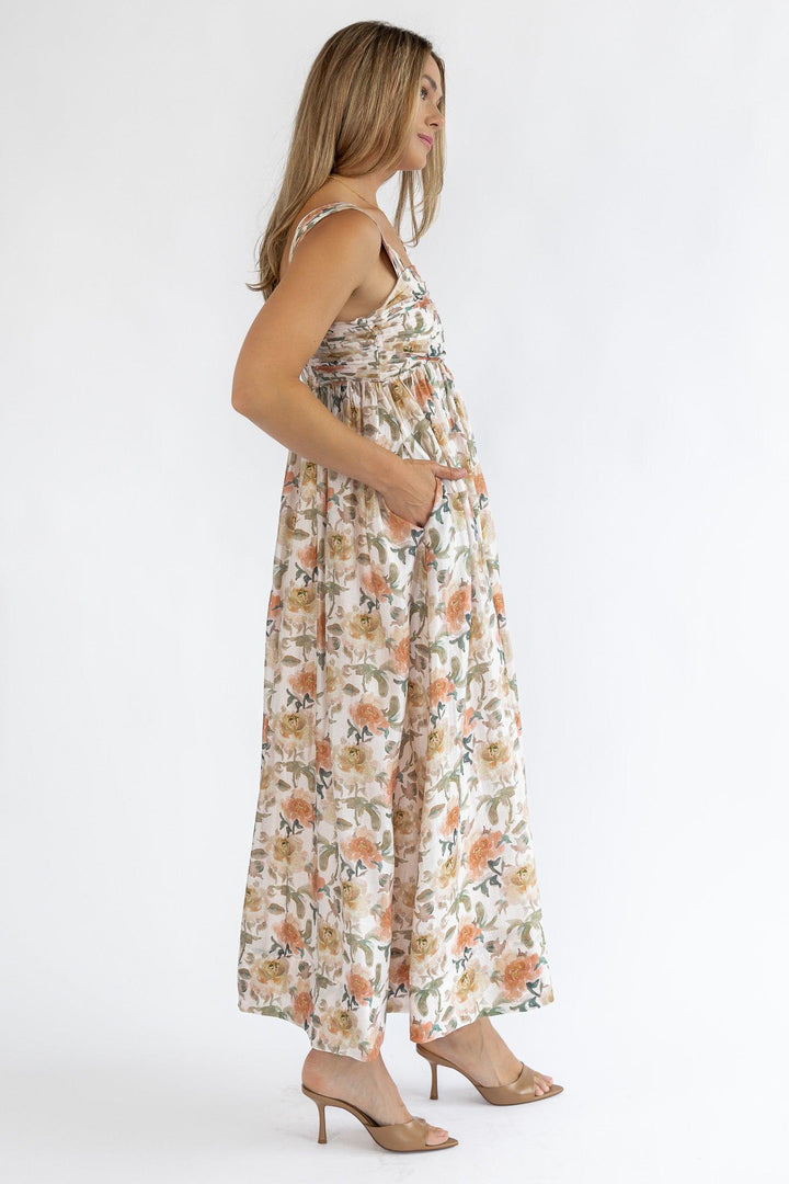 Kirby Floral Ruched Midi Dress