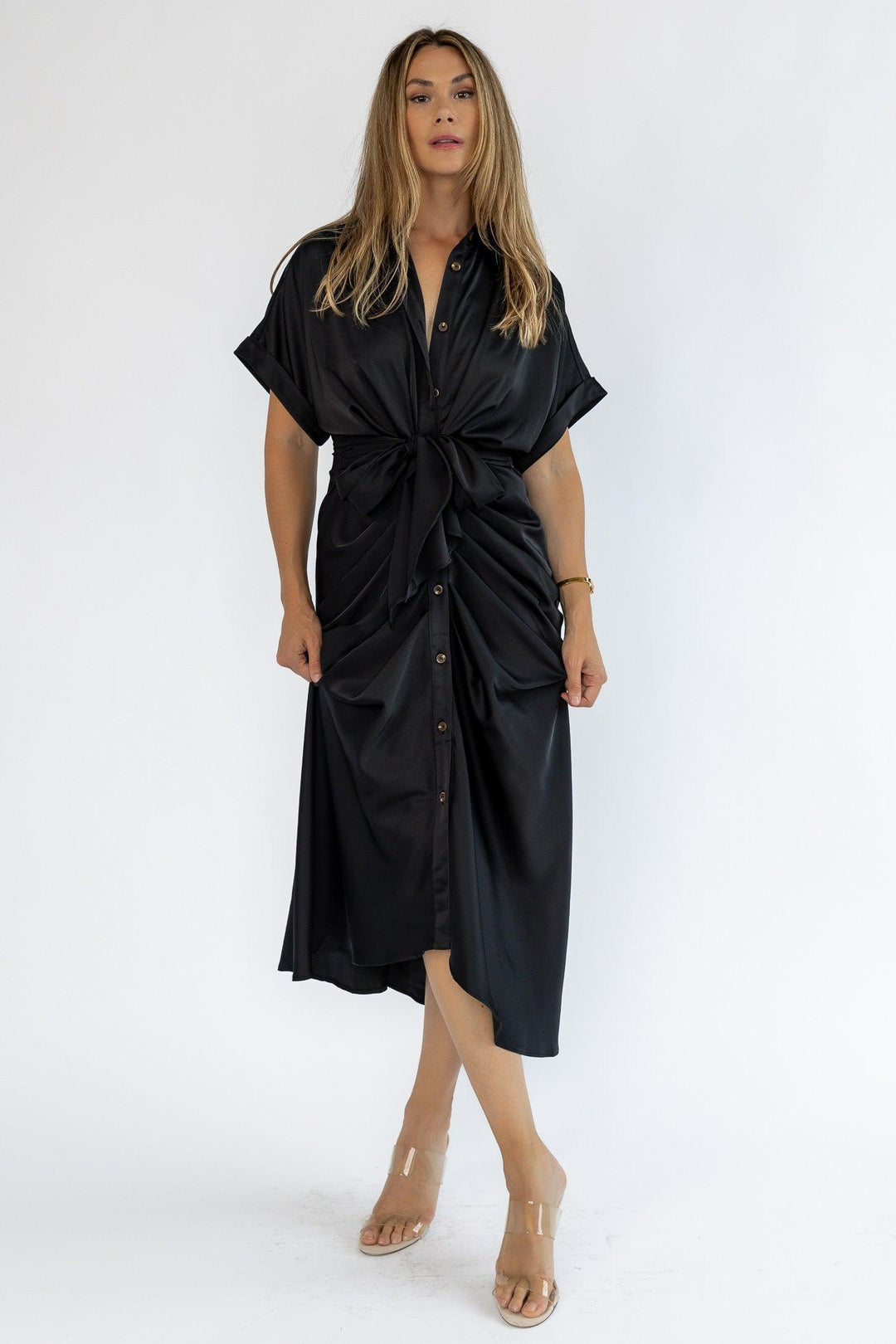 Knotty Looks Black Midi Dress