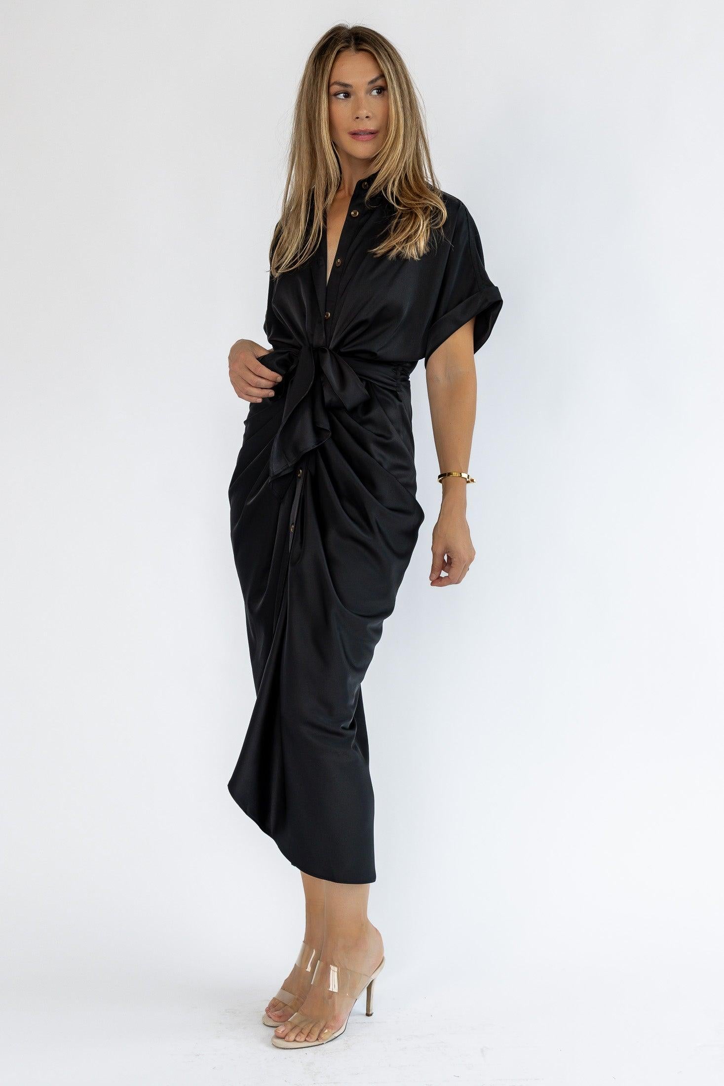 Knotty Looks Black Midi Dress