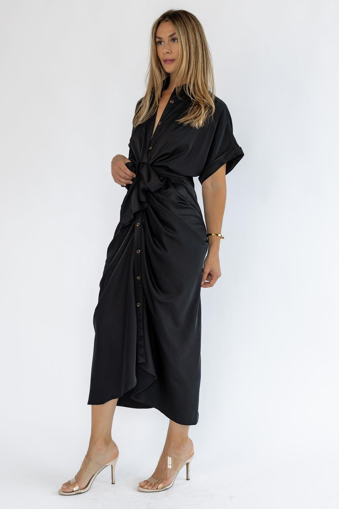 Knotty Looks Black Midi Dress