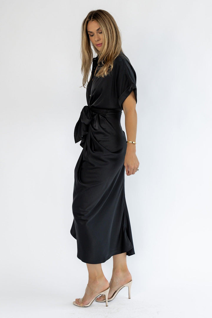 Knotty Looks Black Midi Dress