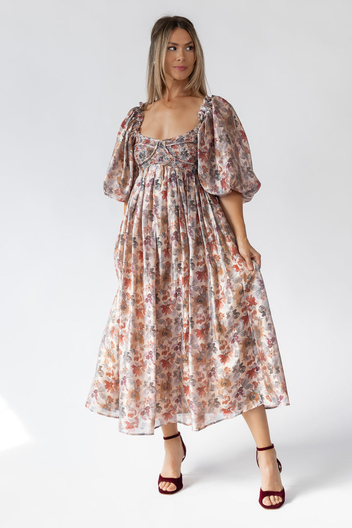 Liliane Floral Smocked Midi Dress - Final Sale