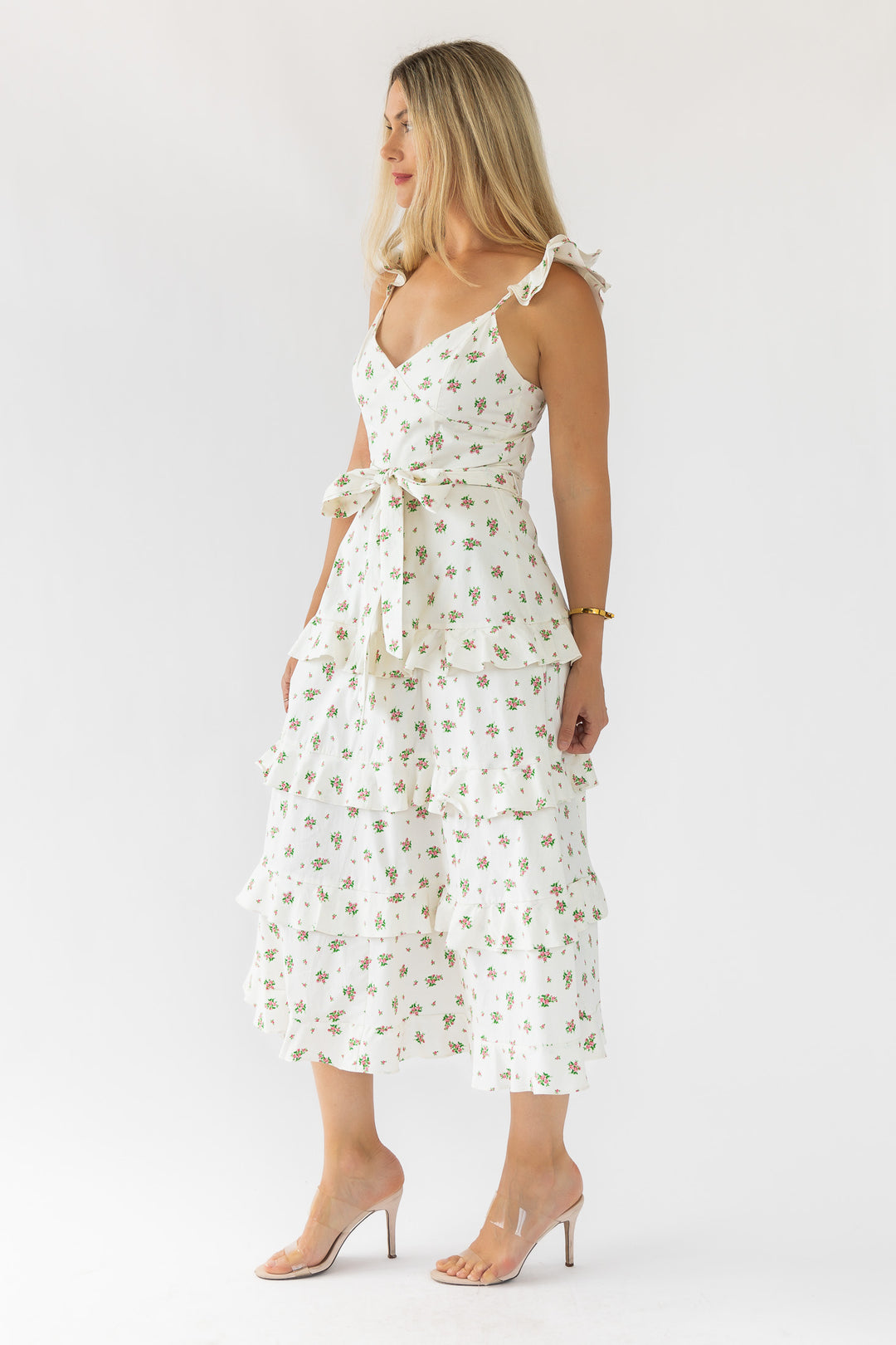 Luciana Cream Floral Midi Dress - Final Sale