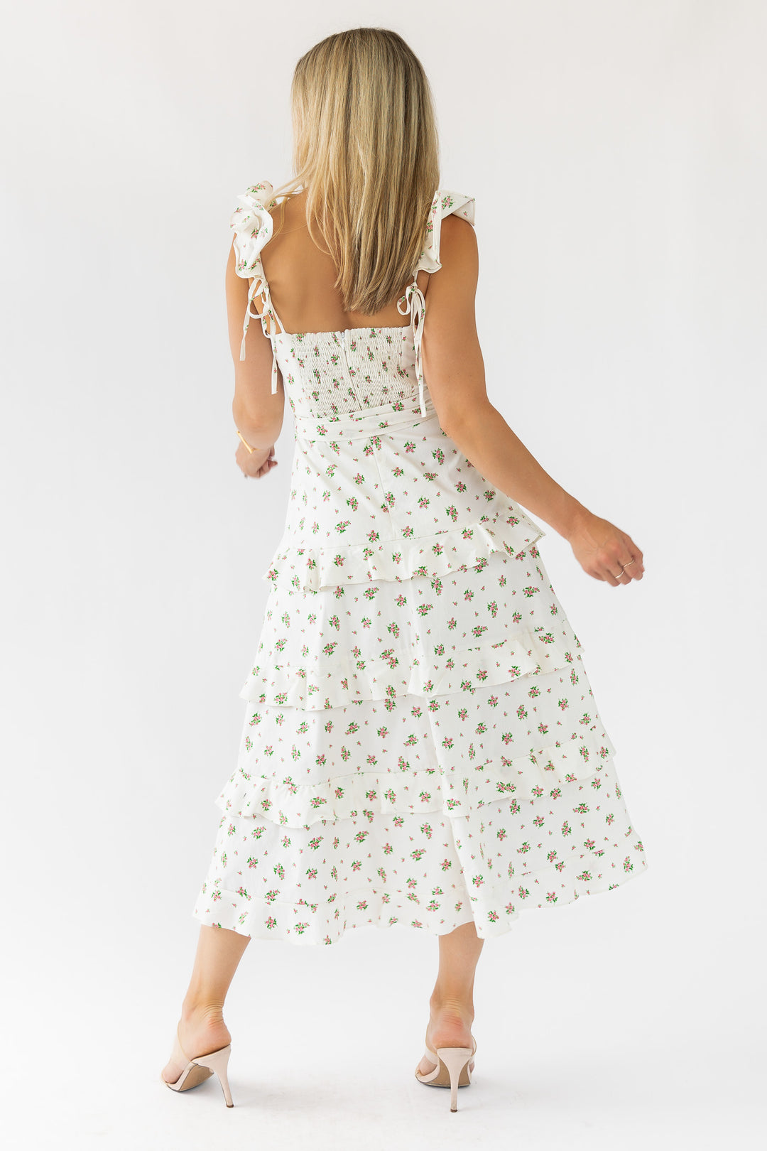 Luciana Cream Floral Midi Dress - Final Sale