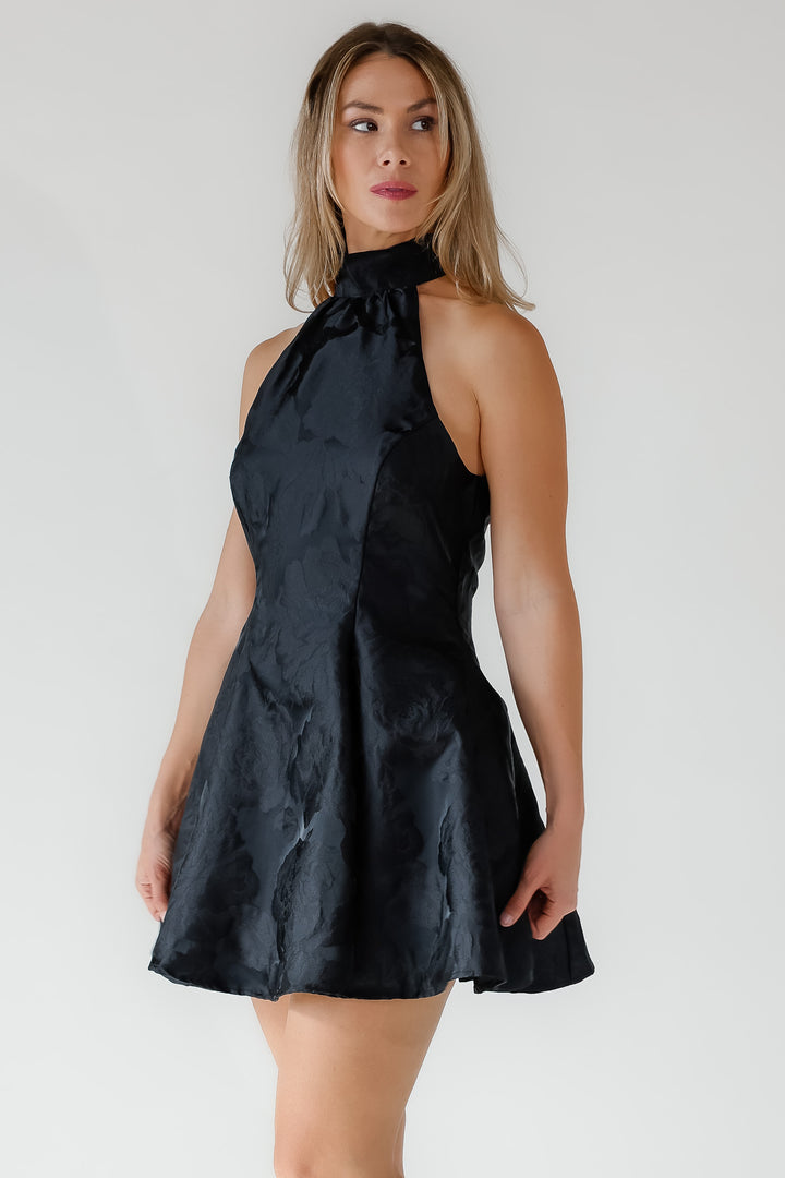 Mae Black Halter Mini Dress - Final Sale