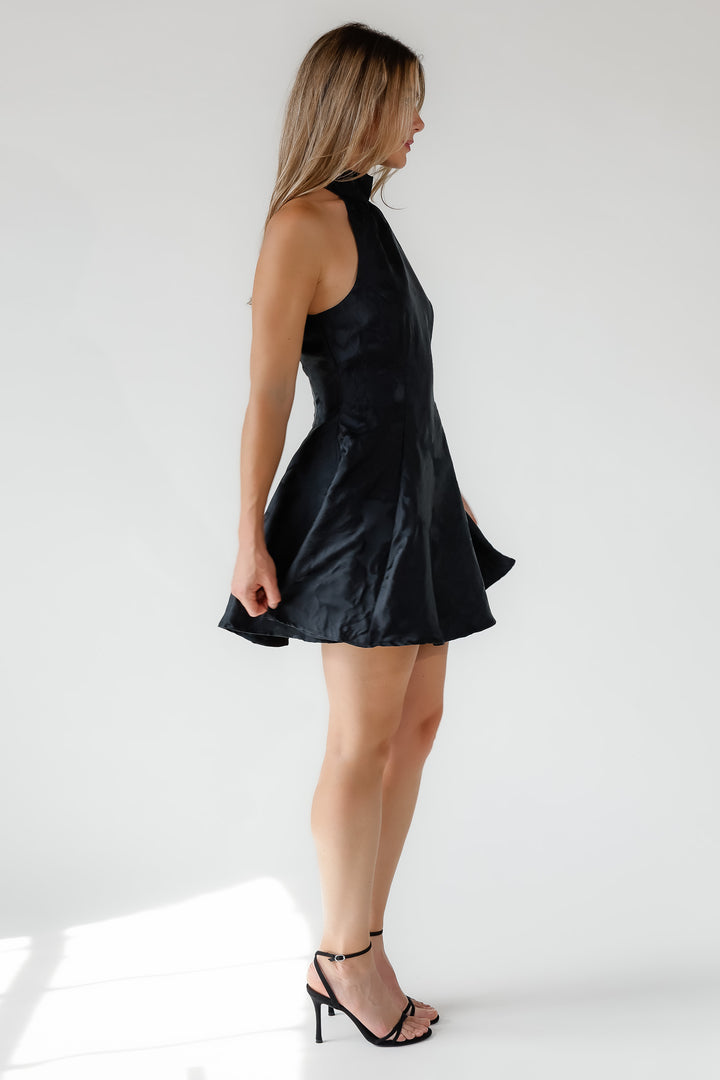 Mae Black Halter Mini Dress - Final Sale