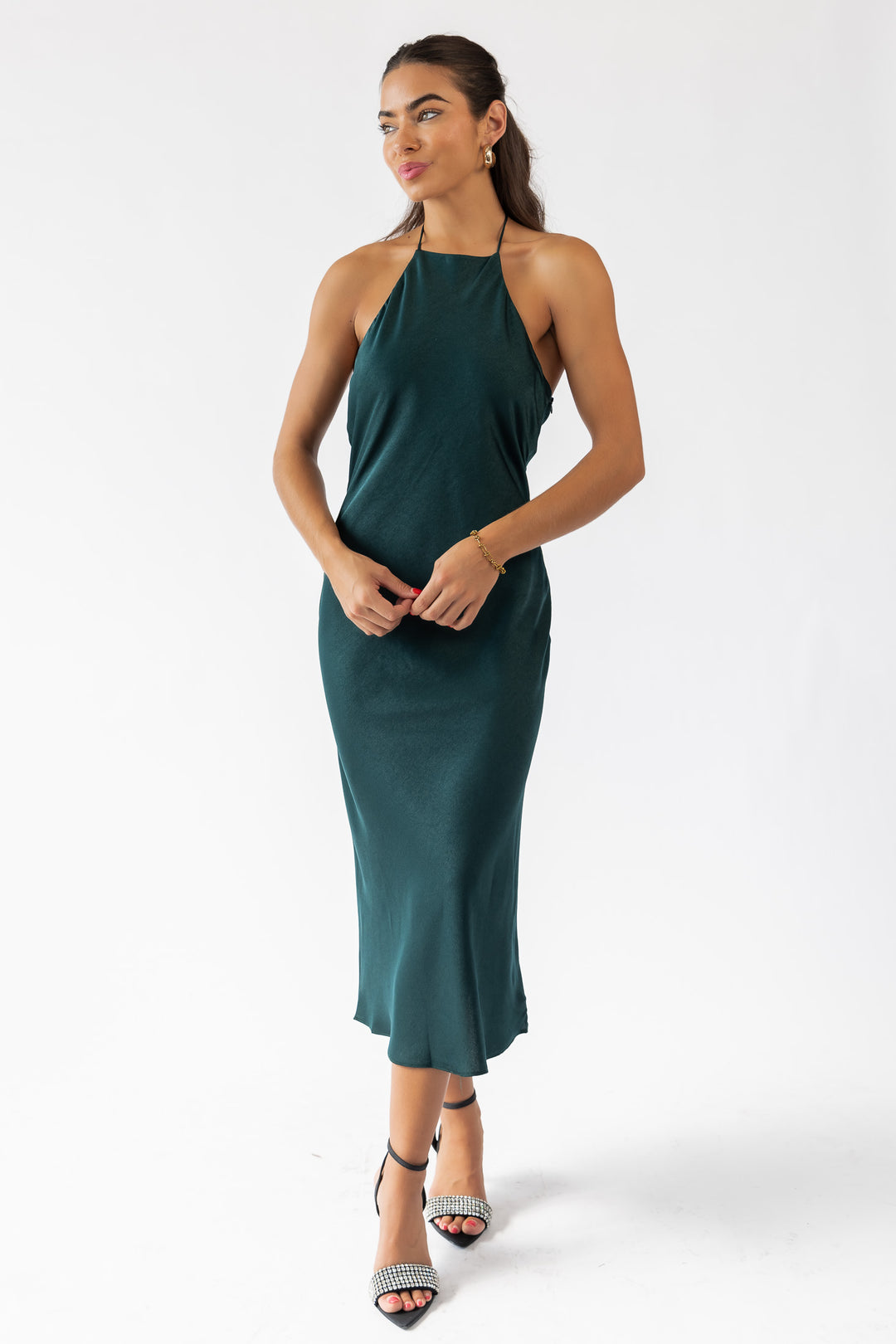 Mira Green Halter Maxi Dress - Final Sale