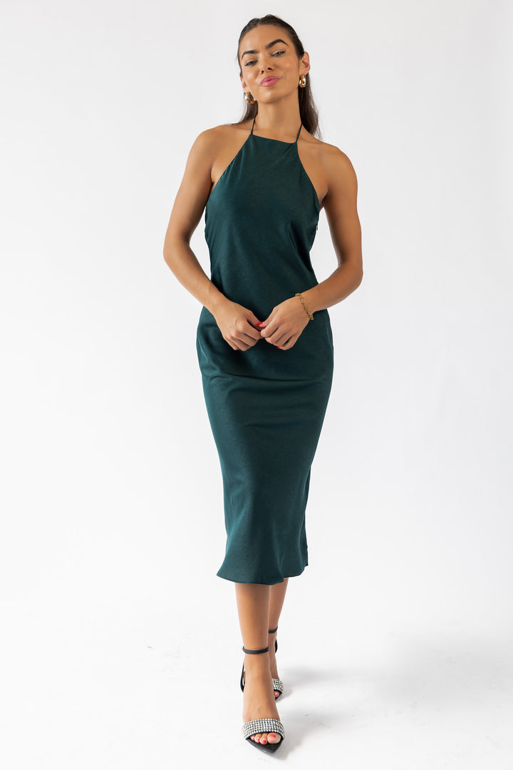 Mira Green Halter Maxi Dress - Final Sale