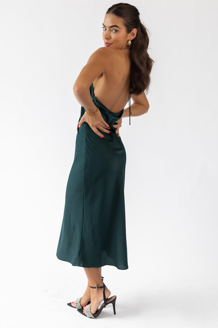 Mira Green Halter Maxi Dress - Final Sale