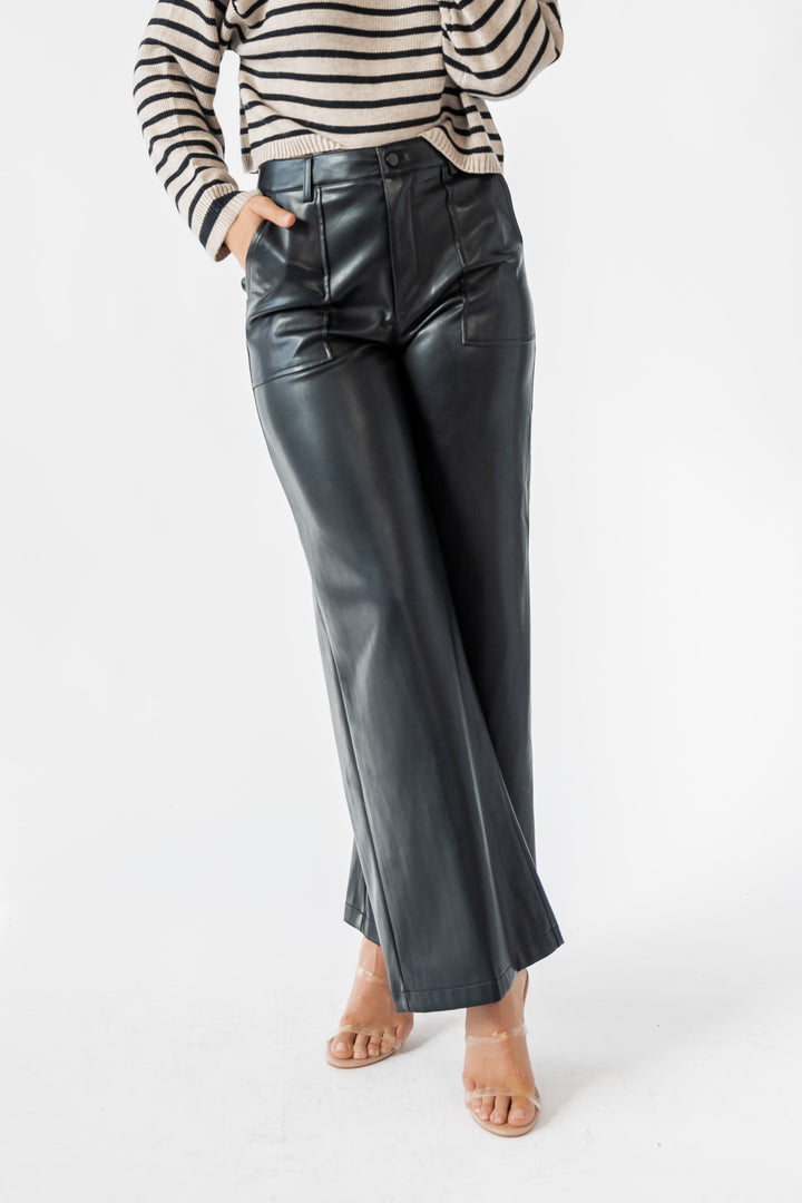 Moira Black Faux Leather Pant