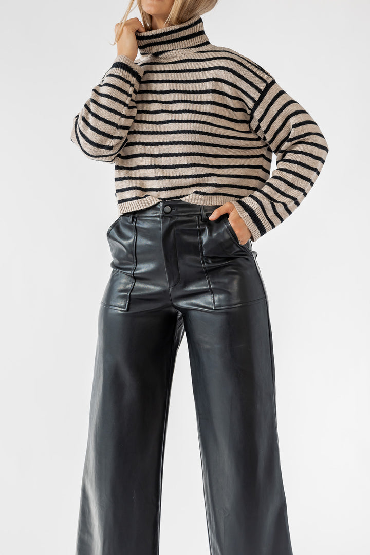 Moira Black Faux Leather Pant