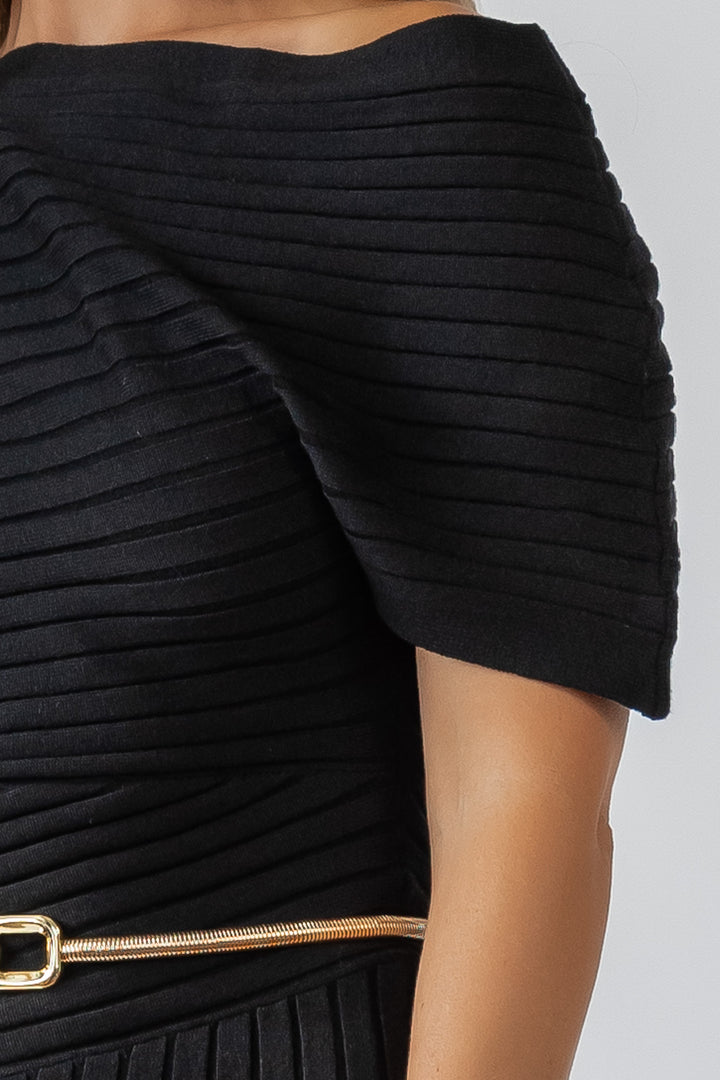 Nori Black Off Shoulder Midi Dress - Final Sale