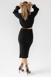 Oren Black Knit Pencil Skirt